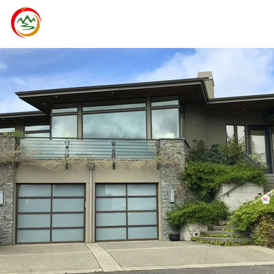 Modern 8x7 Clear Frosted Glass Garage Door Automatic Sliding Sectional Folding Screen Steel Rolling Motor Accessory Home Use