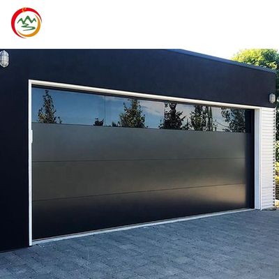 0.4mm Steel-Foaming-Steel Sandwich Smooth Modern Walnut Sectional Panel Garage Door Tempered Overhead Garage Door With Window