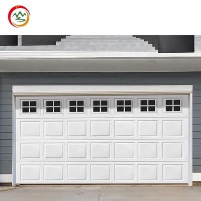 0.4mm Steel-Foaming-Steel Sandwich Smooth Modern Walnut Sectional Panel Garage Door Tempered Overhead Garage Door With Window