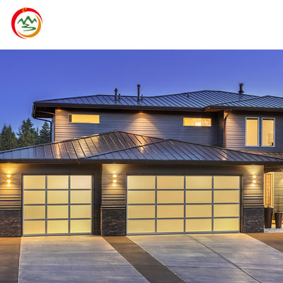 Modern Frosted Glass Automatic Garage Door Factory Customized Black Aluminum Alloy Anti-Theft Feature for Home Villa Use