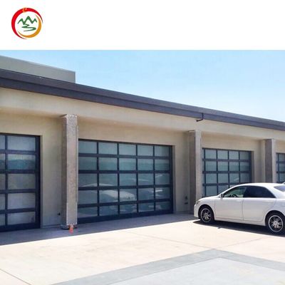 Modern 9x8 16x7 Aluminum Sectional Overhead Garage Door Tempered Glass Plexiglass Mirror Automatic Folding 9x8 16x7 Motor