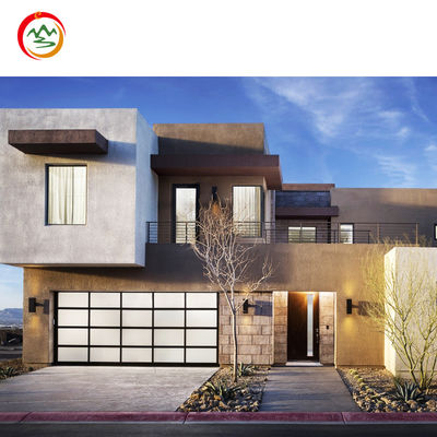High-end Luxury Perspective Door Frosted Plexiglass Overhead Sliding Glass Panel Garage Door With Pedestrian Door