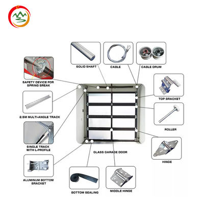 High-end Luxury Perspective Door Frosted Plexiglass Overhead Sliding Glass Panel Garage Door With Pedestrian Door