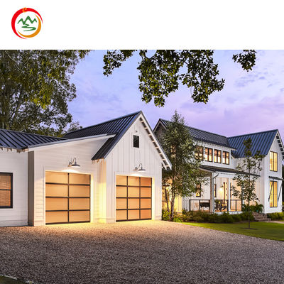 Modern Automatic Frosted Glass Double Sectional Garage Low Price Residential Steel Black Aluminum Benefit Black Aluminum Benefit