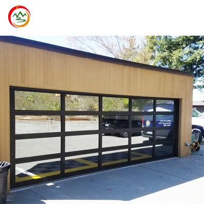 Modern Automatic Frosted Glass Double Sectional Garage Low Price Residential Steel Black Aluminum Benefit Black Aluminum Benefit