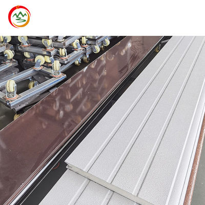 Modern Industrial Design 9x7 Automatic Garage Door Windows Smooth Flush Steel Sandwich Panel Walnut Polymer Hotels Warehouses